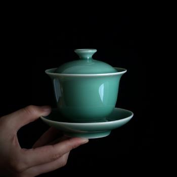 器何物青瓷三才蓋碗茶杯大號純色家用泡茶功夫茶具陶瓷單個敬茶碗