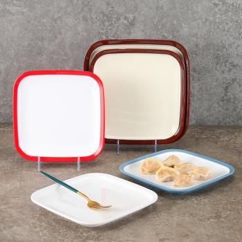 創意盤子四方形密胺菜盤塑料快餐盤蓋澆飯盤仿瓷商用火鍋烤肉碟子