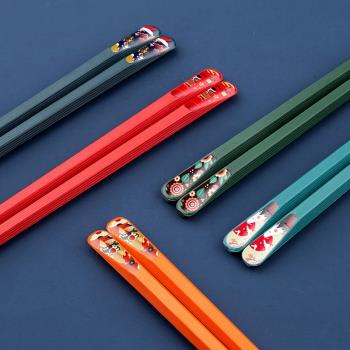 日式合金筷家用分餐筷子尖頭防滑防霉耐高溫環保創意一人一筷環保