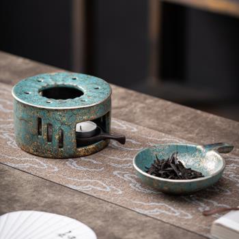 金銀彩烤茶爐日式粗陶家用蠟燭烤茶陶瓷焙茶爐醒茶器提香暖茶臺器