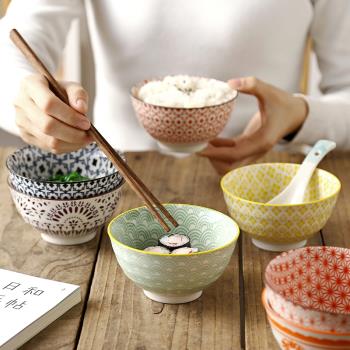 飯碗家用陶瓷米飯碗日式創意浮雕吃飯碗單個餐碗個性4.5寸湯粥碗