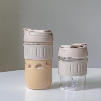 高硼矽玻璃吸管水杯女便攜隨手杯學生戶外大容量泡茶杯ins咖啡杯