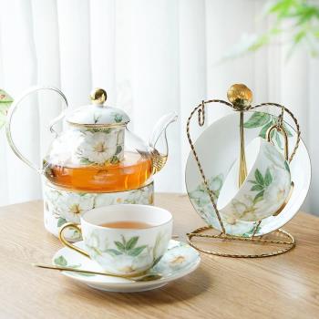 英式下午茶具套裝歐式小奢華精致骨瓷茶具花茶杯套裝家用蠟燭加熱