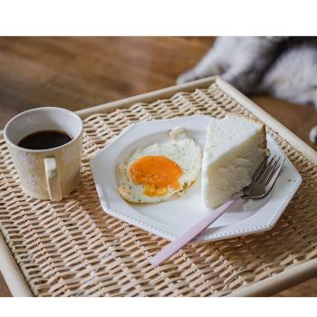 日式純色平盤菜盤家用湯盤牛排盤子餐具陶瓷八角珠點盤水果盤擺盤