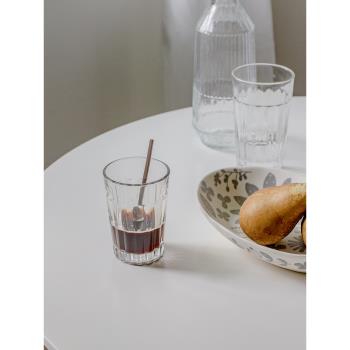 目外粗條紋餐廳透明玻璃杯泡茶杯子純色無鉛高顏值家用牛奶杯ins