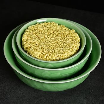 家用陶瓷碗大號拉面碗沙拉碗龍泉青瓷面碗中式加厚湯碗微波爐可用