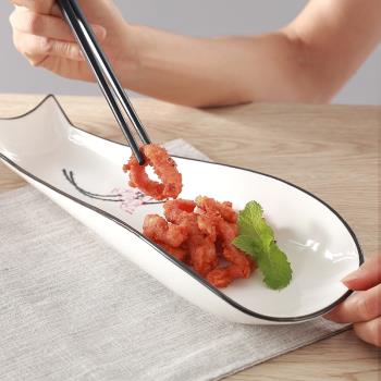 一支蓮日式和風壽司盤子陶瓷創意北歐餐盤復古盤子異形餐具不規則