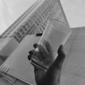 簡約日式透明玻璃條紋杯