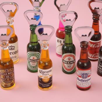 創意仿真酒瓶啤酒開瓶器冰箱貼個性冰箱門裝飾磁性貼酒起子啟瓶器