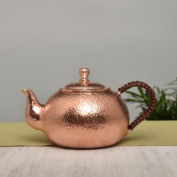 中式純手工紫銅茶壺家用復古銅壺功夫茶具泡茶沏茶壺全銅純銅水壺