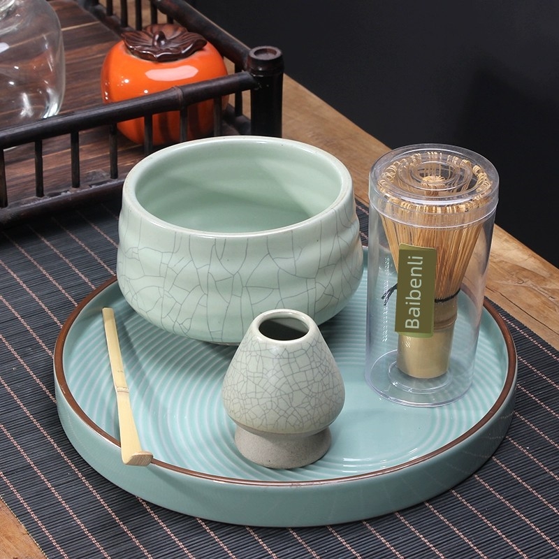 抹茶碗日式汝窯天青陶瓷茶具套裝茶筅竹子抹茶刷百本立宋代點茶道|茶道