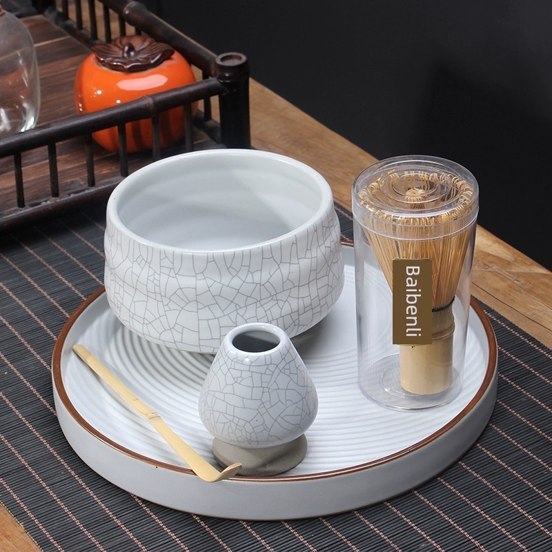 抹茶碗日式汝窯天青陶瓷茶具套裝茶筅竹子抹茶刷百本立宋代點茶道|茶道