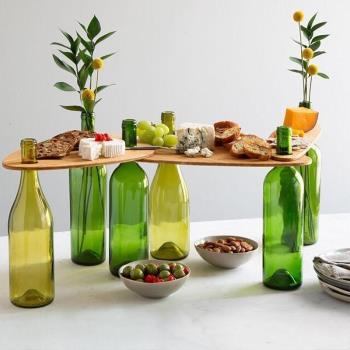 戶外露營野餐用品便攜酒瓶託盤木製酒器北歐紅酒瓶頂部餐桌桌板