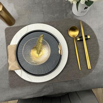 新中式樣板房餐具套裝商用餐盤售樓處展示盤子觀賞碗軟裝設計裝飾