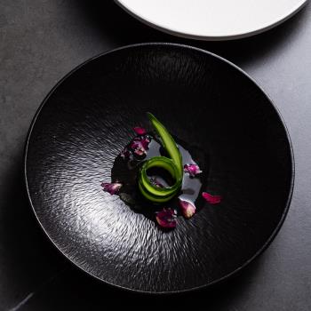 陶瓷磨砂深盤沙拉盤湯盆2023年新款商用餐廳家用創意網紅盤子湯盤