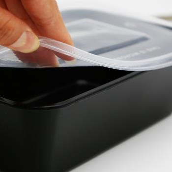 長方形一次性餐盒黑色打包盒外賣飯盒水果快餐便當500ML加厚批發