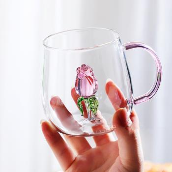 卡通玻璃杯立體動物水杯創意家用杯子可愛透明ins風耐熱牛奶杯