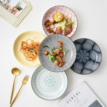 日式陶瓷菜盤子家用創意圓形餐盤網紅個性8寸深菜盤飯盤早餐湯盤