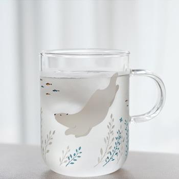 zakka杯子日式玻璃杯帶把帶蓋耐熱家用水杯創意可愛簡約透明茶杯