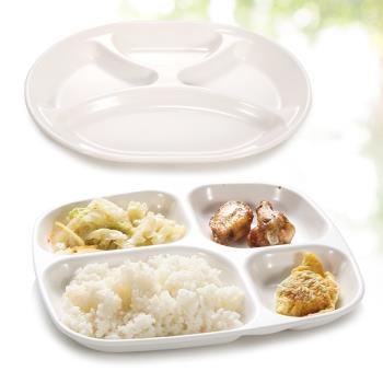 密胺餐盤分格四格白色塑料方形快餐盤商用仿瓷餐具食堂多格分餐盤