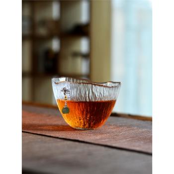 日式耐熱玻璃品茶杯大號個性創意樹紋家用辦公喝水杯主人杯單杯子