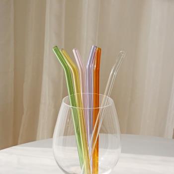 genius|高硼硅彩色玻璃吸管 奶茶環保耐熱耐冷環保直管彎頭吸管