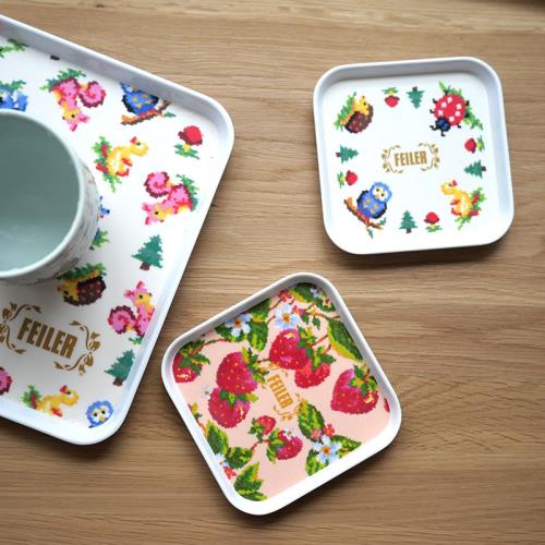 W1962日本F家可愛草莓圖案/卡通像素造型食品級塑料托盤/食用餐盤