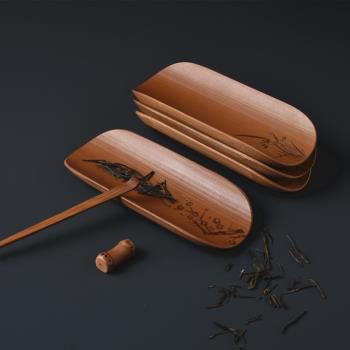 竹製雕花茶則茶扒茶撥 禪意茶道 六君子配件茶具 復古風茶荷