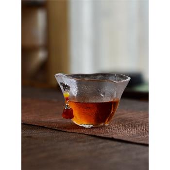 日式茶杯耐熱玻璃加厚品茗杯小茶杯貼錫手工杯主人杯單杯個人杯盞