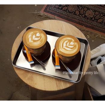 韓國ins金屬北歐不銹鋼長方形咖啡廳收納托盤網紅蛋糕點心仙女盤