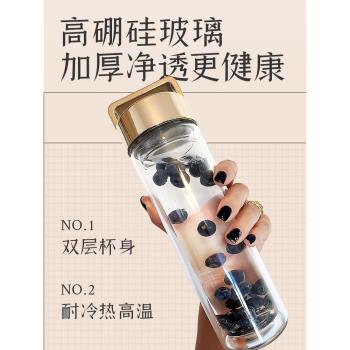 Hydranista 時尚精緻雙層玻璃水杯女生辦公室ins風設計小眾高顏值