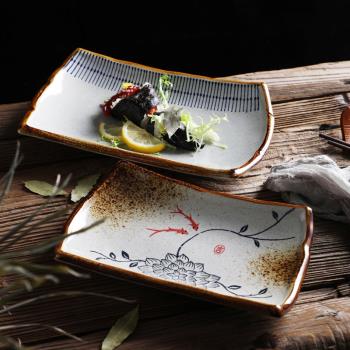 日式長方形餐廳商用個性盤子