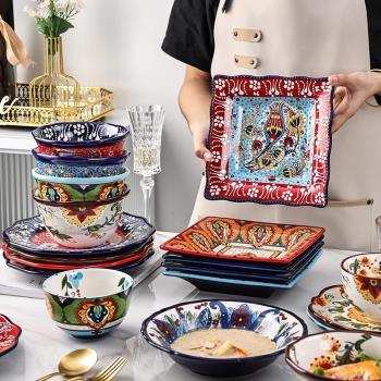 外貿陶瓷碗碟套裝家用吃飯碗菜盤子高端碗盤碗筷餐具喬遷禮盒裝