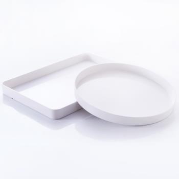 托盤長方形商用小號亞克力置物密胺大號塑料圓形白色盤子茶幾茶盤