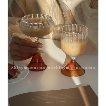 Shinymomo創意ins韓風夏季酒杯彩色玻璃果汁冰激凌杯復古可愛水杯