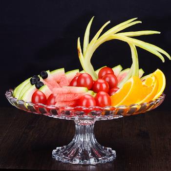 高腳玻璃水果盤創意現代客廳大號酒店專用水果拼盤 KTV酒吧家用
