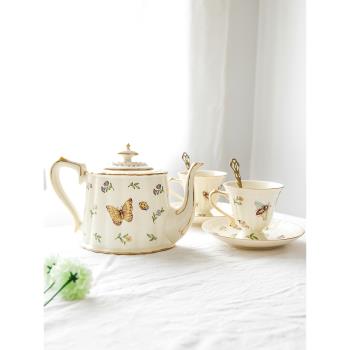 法式鎏金花園歐式陶瓷描金咖啡杯碟奢華復古花茶杯英式下午茶茶具