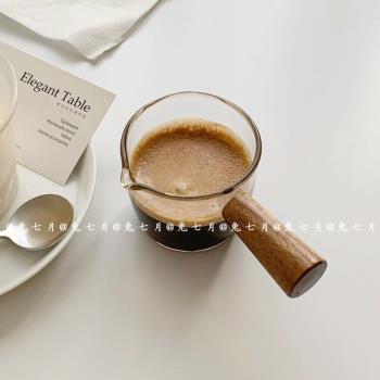 兔七月|ins風日式復古實木柄奶盅咖啡蘸料碟韓國耐熱迷你小奶罐壺