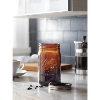 masonjar琥珀色梅森罐棕色遮光瓶收納罐玻璃儲物罐茶色避光密封罐
