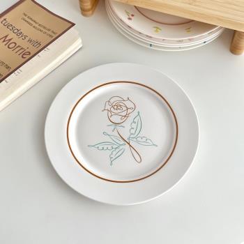 自制ins風陶瓷盤韓國可愛少女手繪蛋糕甜品盤早餐盤水果盤