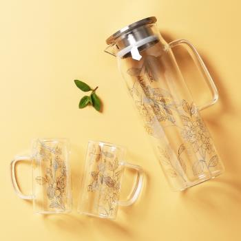 愛屋格林美式高顏值耐高溫玻璃家用大容量冷水壺涼白開水壺花茶瓶