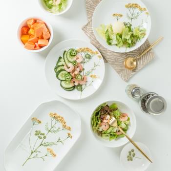 碗碟組合陶瓷餐具套裝 家用餐具北歐簡約野生植物B款 家庭個性創
