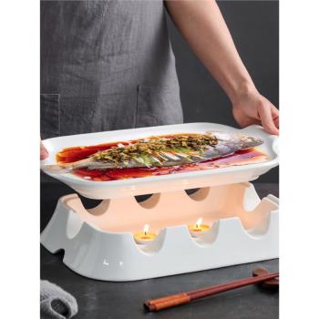 俊骨酸菜魚盆帶爐座保溫加熱蠟燭陶瓷盆碗長方圓形雙耳小龍蝦盤