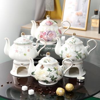 花茶壺 蠟燭加熱水果茶壺套裝 耐熱玻璃壺陶瓷壺下午茶花果茶壺