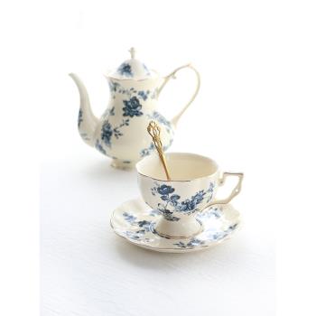 法式復古薔薇花園陶瓷描金歐式宮廷咖啡杯碟英式下午茶紅茶杯