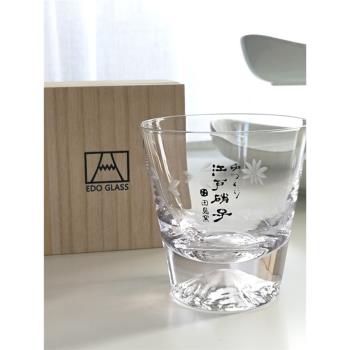 出口日本富士山雪山杯水晶玻璃水杯江戶冰山櫻花杯威士忌杯果汁杯
