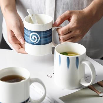 創意個性杯子陶瓷馬克杯帶蓋勺潮流情侶喝水杯家用咖啡杯男女茶杯