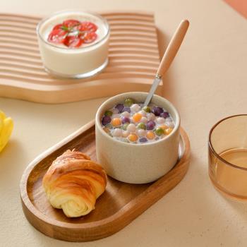 日式早餐碗盤一人食烤箱燕麥甜品糖水布丁碗茶點盤精致點心木托盤
