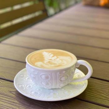 W1962西班牙歐洲版zara高溫陶瓷白色海洋生物創意咖啡杯碟紅茶杯