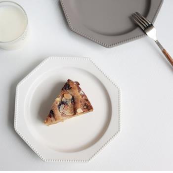 浪漫微風陶瓷ins八角甜品盤飯盤純白珠點蛋糕盤早餐盤子創意網紅